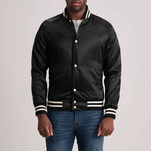 Xander Black Varsity Jacket - Leather Clan