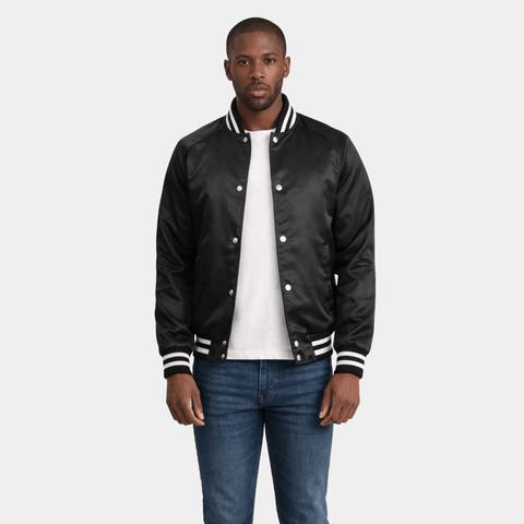 Xander Black Varsity Jacket - Leather Clan