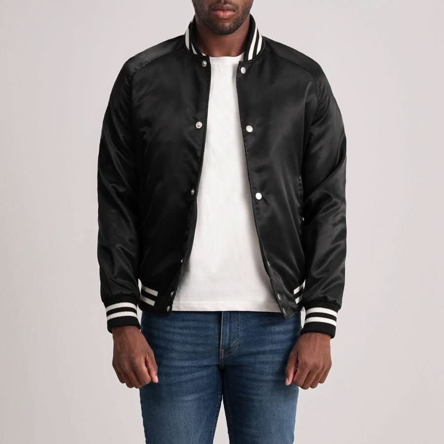 Xander Black Varsity Jacket - Leather Clan
