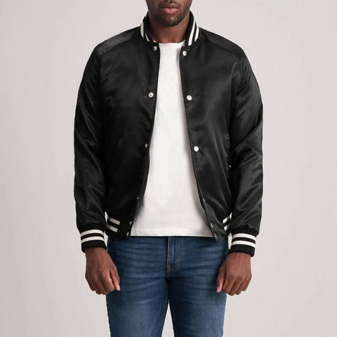 Xander Black Varsity Jacket - Leather Clan