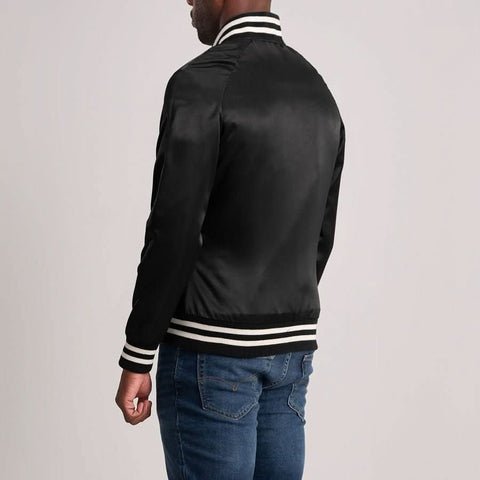 Xander Black Varsity Jacket - Leather Clan