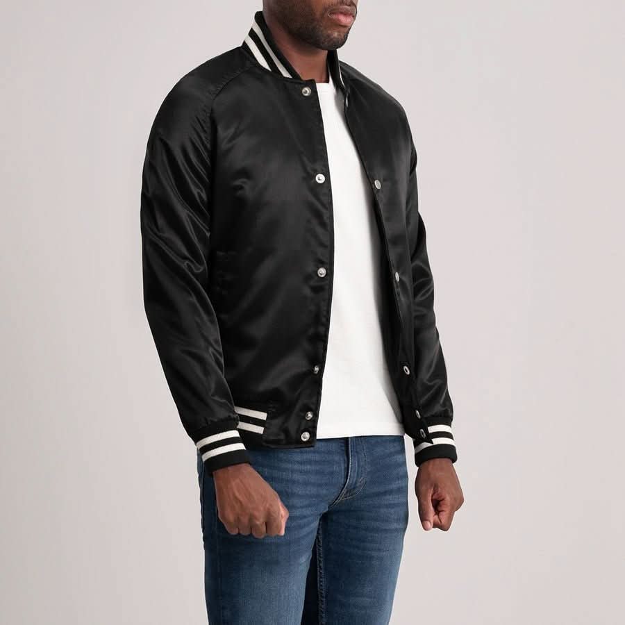 Xander Black Varsity Jacket - Leather Clan
