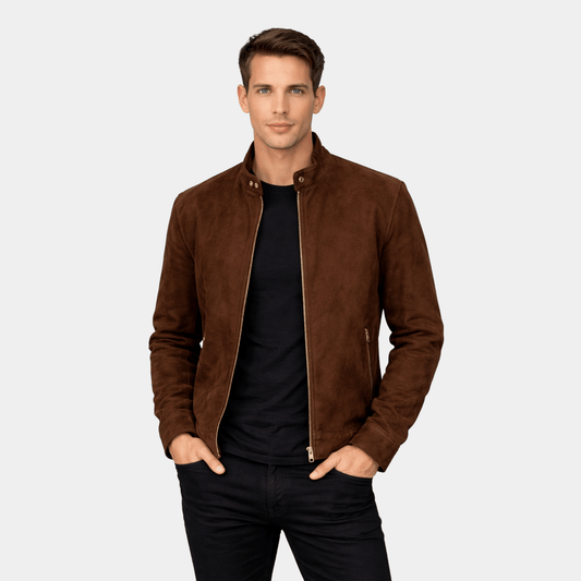 Zen Brown Suede Biker Jacket - Leather Clan